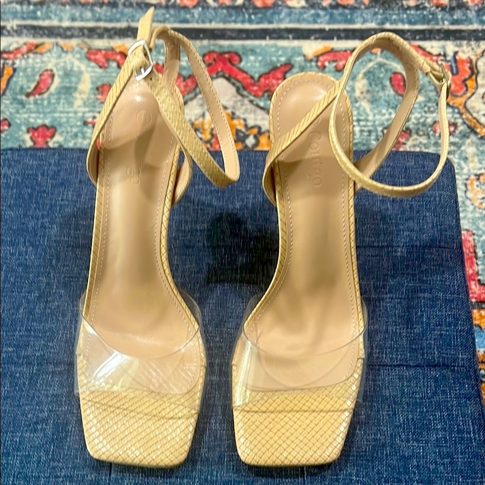 Elegant Beige Strappy Women's Heels